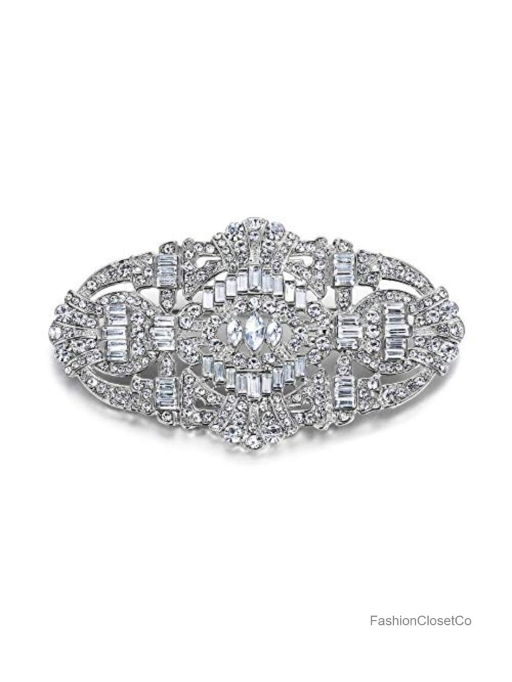 Crystal Art Deco Buckle Brooch Pin Wedding Casual